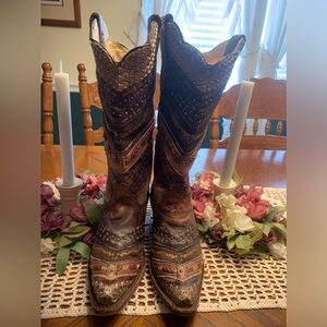 Corral Women's Antonia Desert BOOTS - Brown A3354 Embroidery & Studs Size 8 M